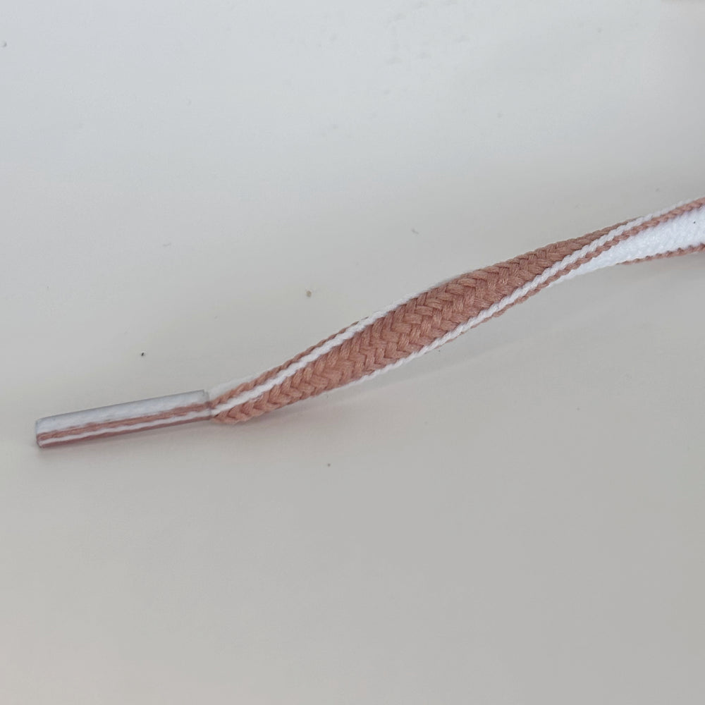 Oval laces 5mm Two-Tone Taupe Pink/White