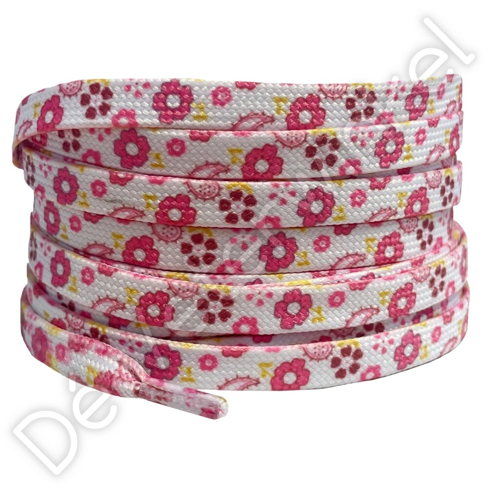 Printed lace 8mm Pink Flowers