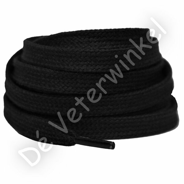 Flat 8mm cotton Black BY THE METERS