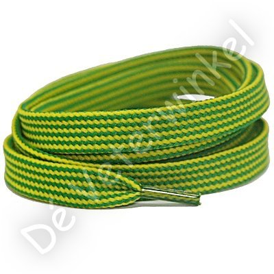 *Flat 10mm Multi polyester Apple Green/Yellow - per pair