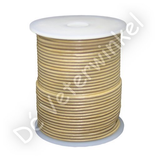 Ronde leren veter 2mm Donkerbeige