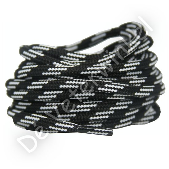 Outdoor laces 5mm Black/White - per pair