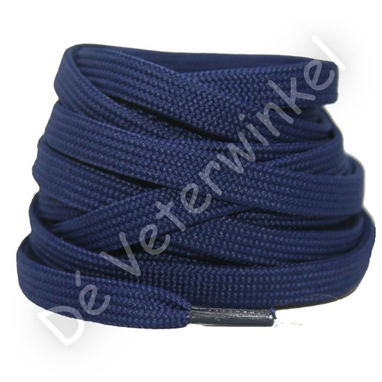 Flat 8mm polyester Jeans Blue - per pair