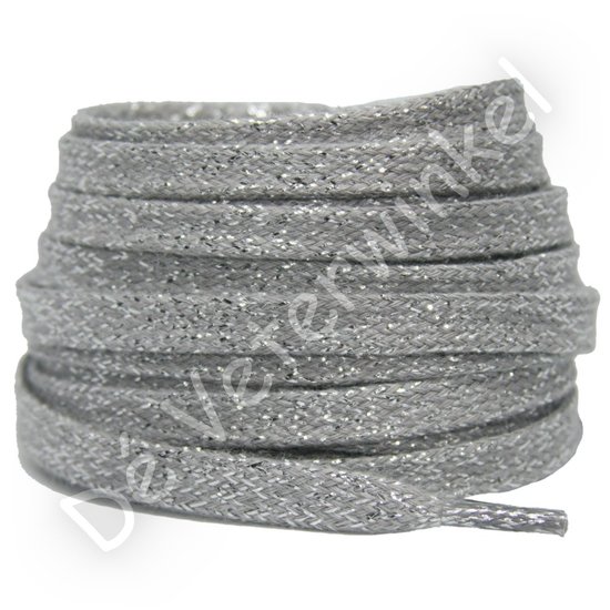 Glitter Laces 8mm Silver Thread - per pair