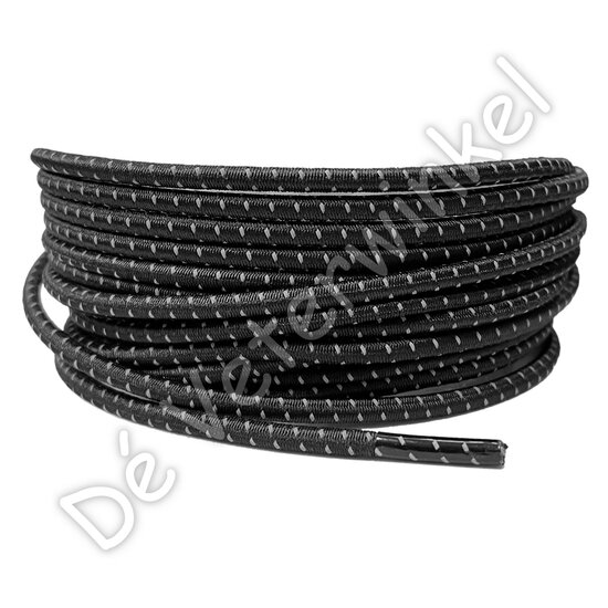 Round 3mm ELASTIC Black/Reflect BY THE METERS