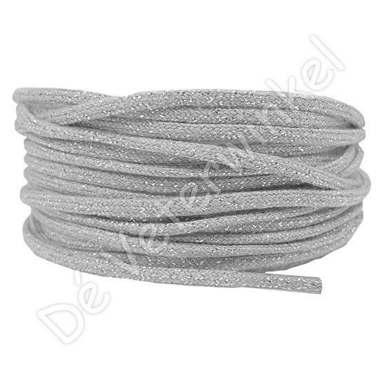 Cordlaces 3mm cotton Silver Thread - per pair