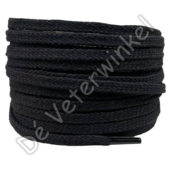 Flat cotton COARSE 5/6mm Black BY THE METERS