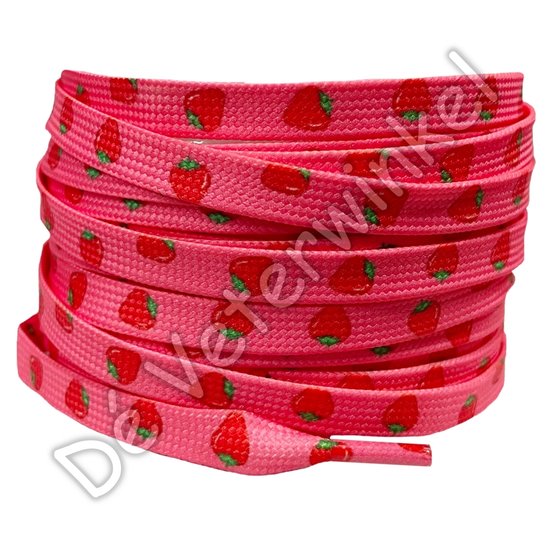 Print laces 8mm Strawberry - per pair