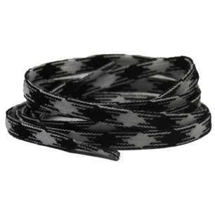 *Plat katoen 6mm Zwart-Ruit - per paar *Plat katoen 6mm Zwart-Ruit - per paar