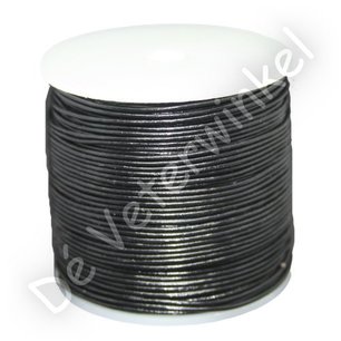 Ronde leren veter 1.5mm Zwart Ronde leren veter 1.5mm Zwart