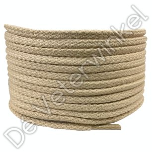 *Rond GROF 4mm katoen Beige - per paar *Rond GROF 4mm katoen Beige - per paar