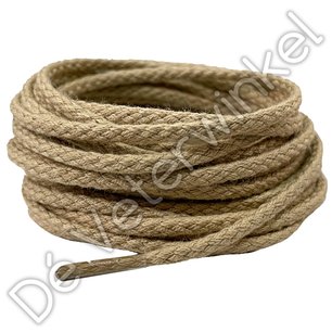 *Rond GROF 3mm katoen Donkerbeige - per paar *Rond GROF 3mm katoen Donkerbeige - per paar