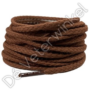 *Rond GROF 3mm katoen Middelbruin - per paar *Rond GROF 3mm katoen Middelbruin - per paar