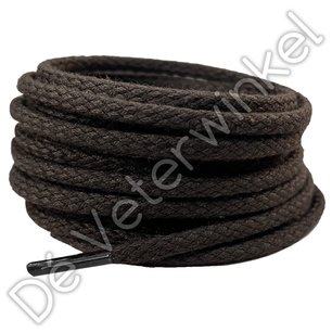 *Rond GROF 3mm katoen Donkerbruin - per paar *Rond GROF 3mm katoen Donkerbruin - per paar