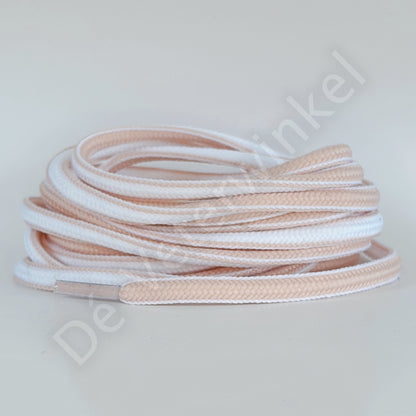 Oval laces 5mm Two-Tone Powder Pink/White