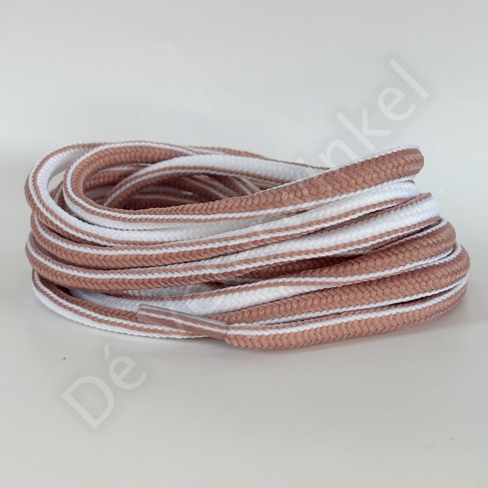 Oval laces 5mm Two-Tone Taupe Pink/White