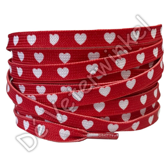 Printed lace 8mm Red/White hearts