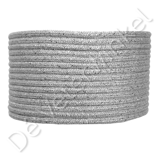Cordlace 3mm cotton Silver thread
