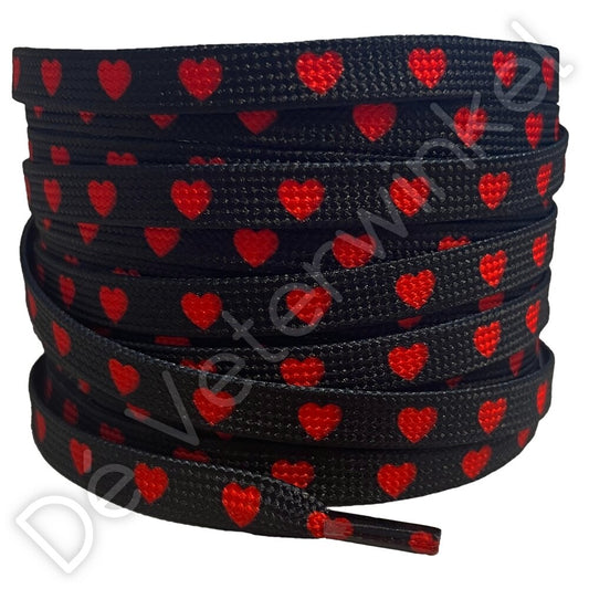 Printed lace 8mm Black/Red hearts