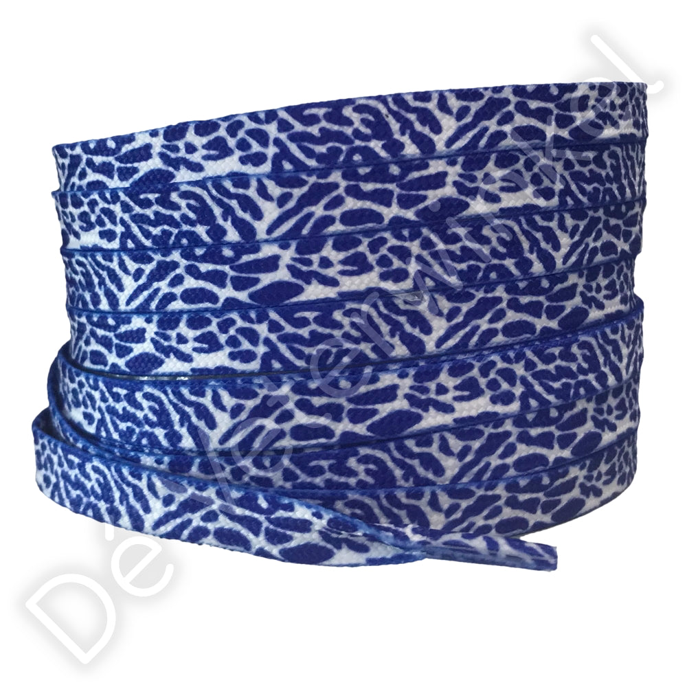 Animal print laces 8mm Blue/White