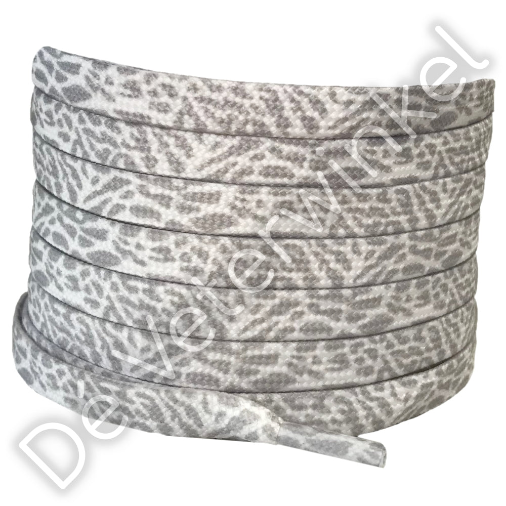 Animal print laces 8mm Silver/White