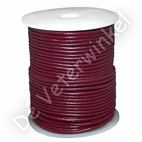 Ronde leren veter 2mm Bordeaux