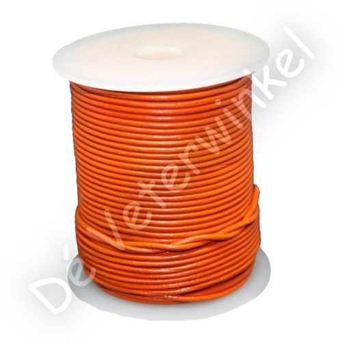 Round leather lace 2mm Cognac/Orange