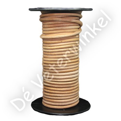 Ronde leren veter 4mm Naturel