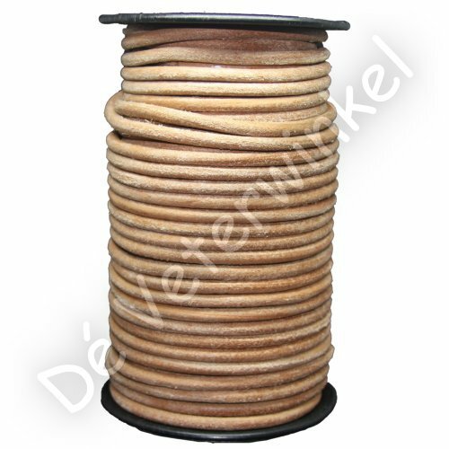 Ronde leren veter 7mm Naturel