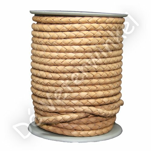Round braided cord 6mm Natural